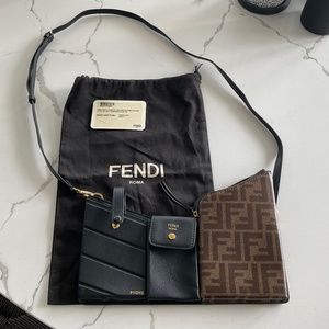 Fendi 3 Tasche Pocket Mini Crossbody Bag in Black plus FF monogram - Never Used!